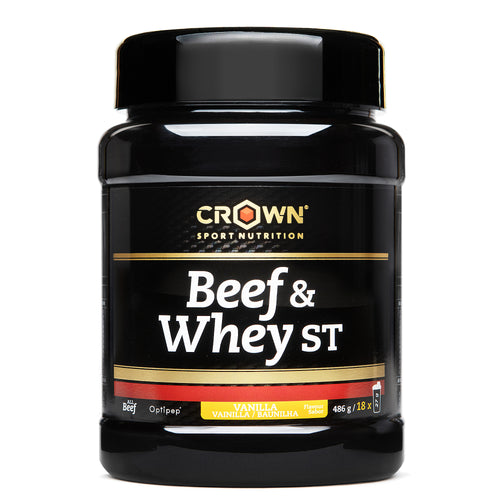 Beef & Whey ST (Vanilla flavor) - 486 g Tin (18 servings) – main product image